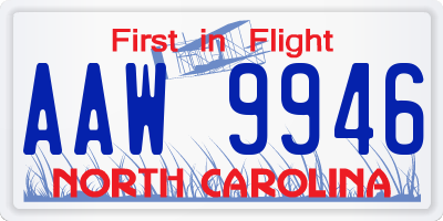 NC license plate AAW9946