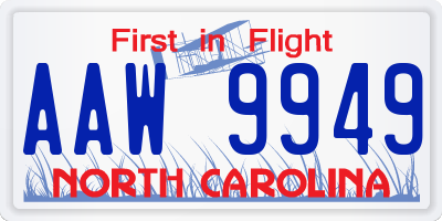 NC license plate AAW9949
