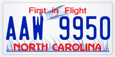 NC license plate AAW9950