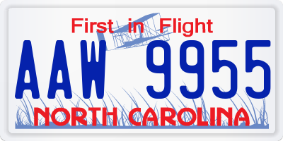 NC license plate AAW9955