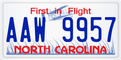 NC license plate AAW9957