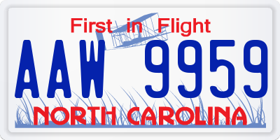 NC license plate AAW9959