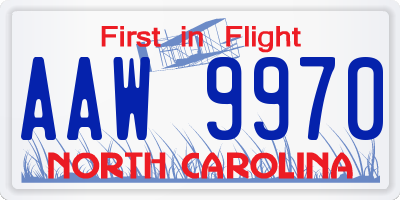 NC license plate AAW9970