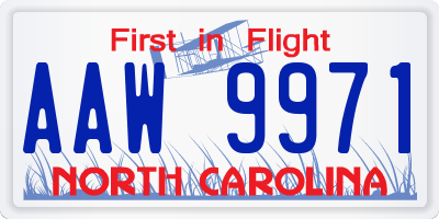 NC license plate AAW9971