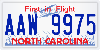 NC license plate AAW9975