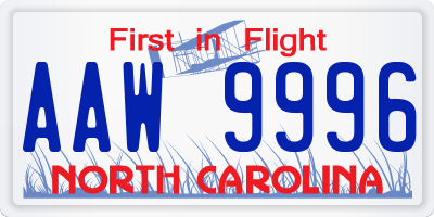 NC license plate AAW9996