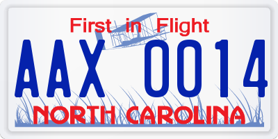 NC license plate AAX0014