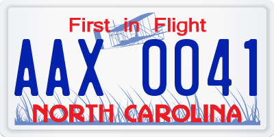 NC license plate AAX0041