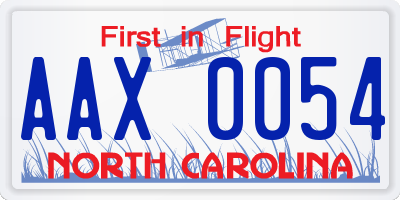 NC license plate AAX0054