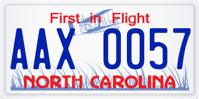 NC license plate AAX0057