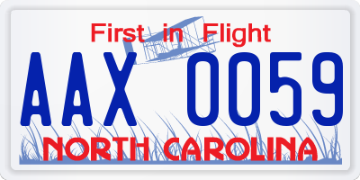 NC license plate AAX0059