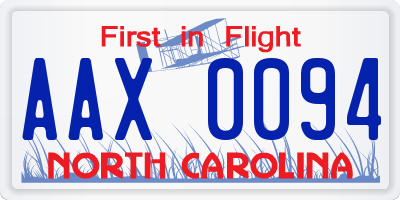 NC license plate AAX0094