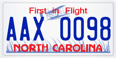 NC license plate AAX0098