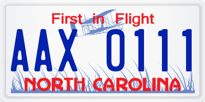 NC license plate AAX0111