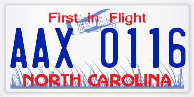 NC license plate AAX0116