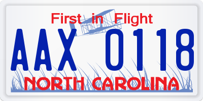 NC license plate AAX0118