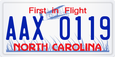 NC license plate AAX0119