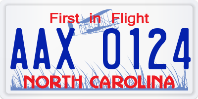 NC license plate AAX0124
