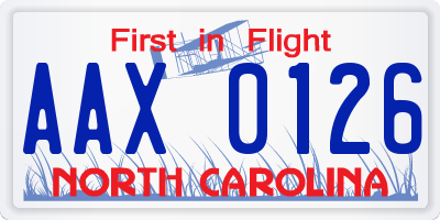 NC license plate AAX0126