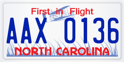 NC license plate AAX0136