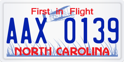 NC license plate AAX0139