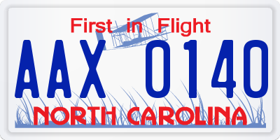 NC license plate AAX0140