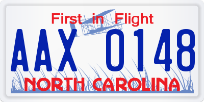 NC license plate AAX0148