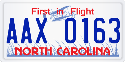 NC license plate AAX0163