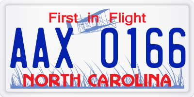 NC license plate AAX0166