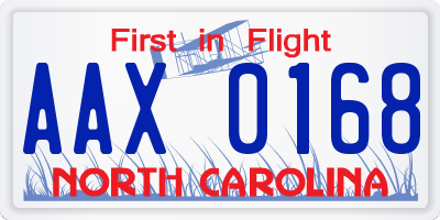 NC license plate AAX0168