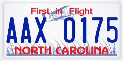 NC license plate AAX0175