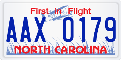 NC license plate AAX0179