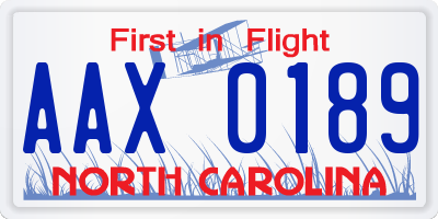 NC license plate AAX0189