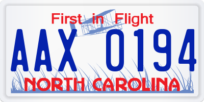 NC license plate AAX0194