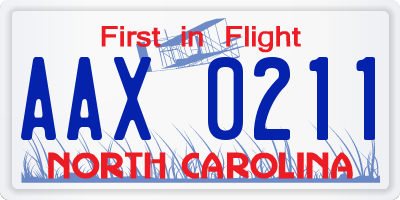NC license plate AAX0211