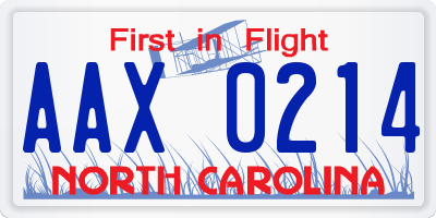 NC license plate AAX0214