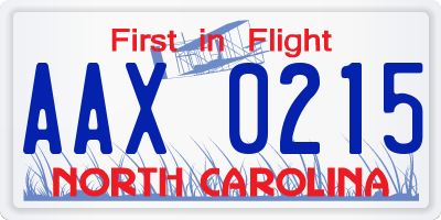 NC license plate AAX0215
