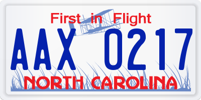 NC license plate AAX0217