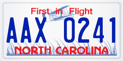 NC license plate AAX0241