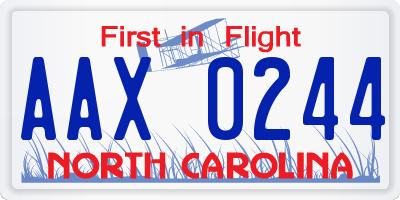 NC license plate AAX0244