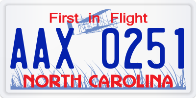 NC license plate AAX0251
