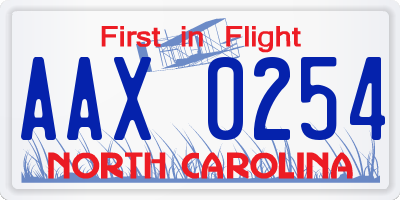 NC license plate AAX0254
