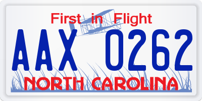 NC license plate AAX0262