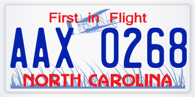 NC license plate AAX0268