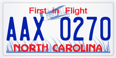 NC license plate AAX0270
