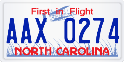 NC license plate AAX0274