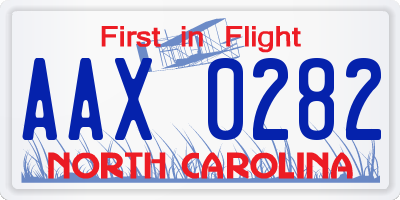 NC license plate AAX0282