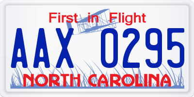 NC license plate AAX0295