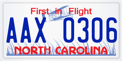 NC license plate AAX0306