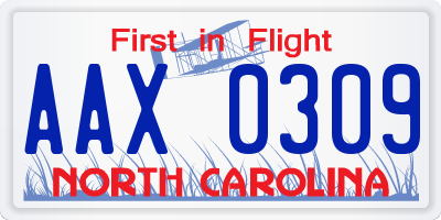 NC license plate AAX0309